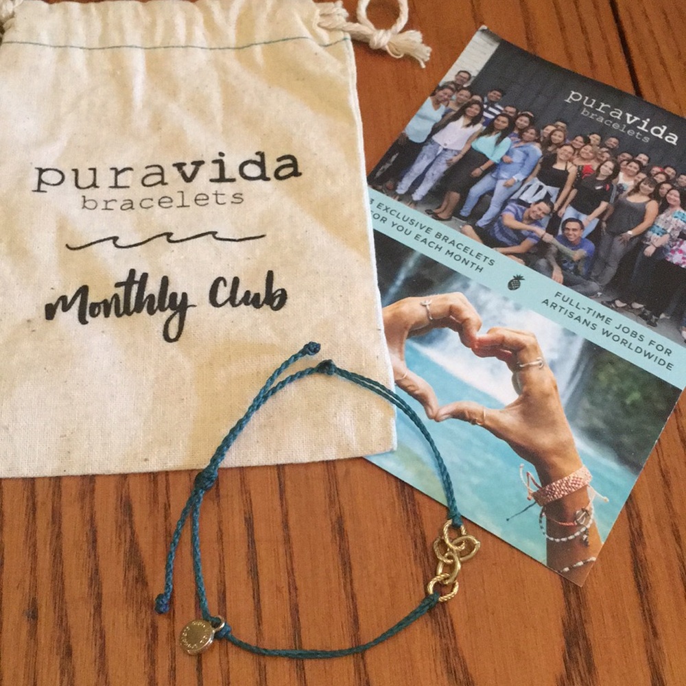 Pura Vida Teal Chain Bracelet